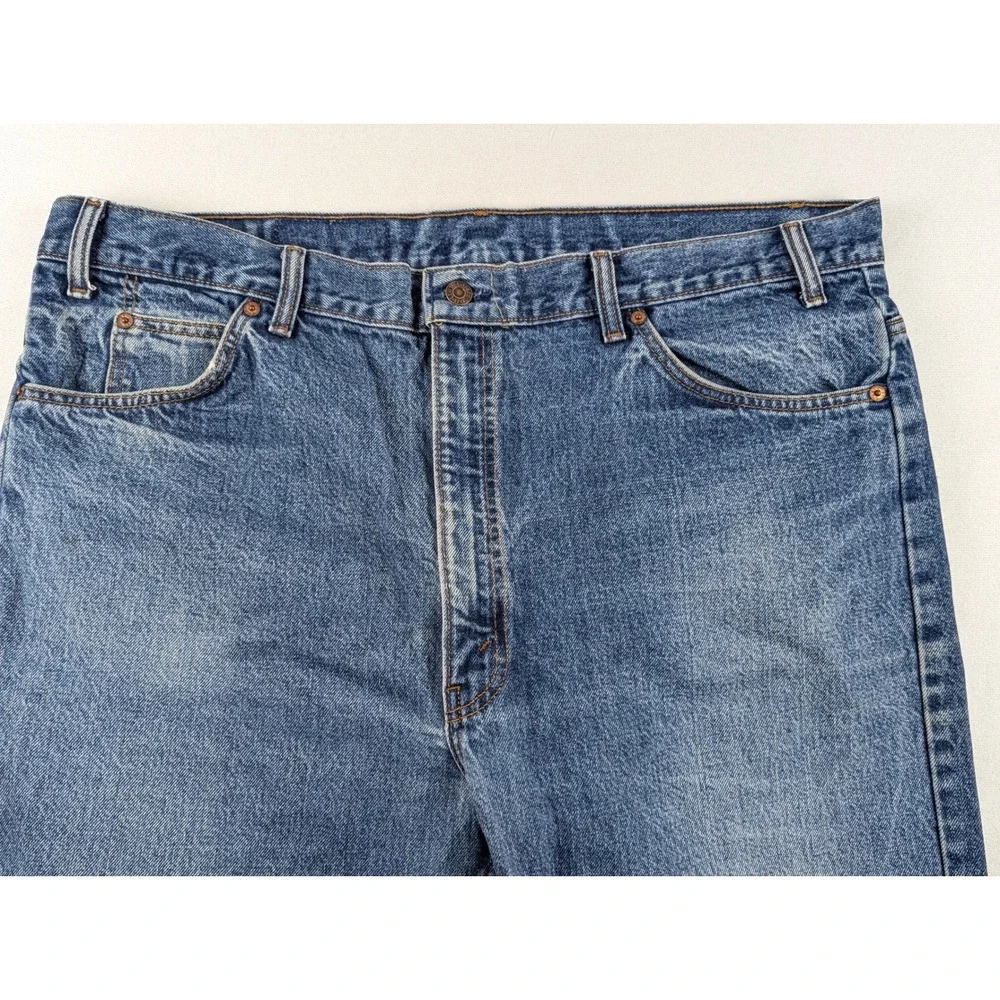 Levis 505 Mens 42x32 Orange Tab Reg Straight Leg Med Wash Blue Jeans 80'S Denim